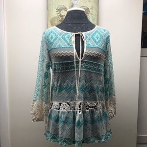 Language ⚜️ Embroidered & Crocheted Designer Top